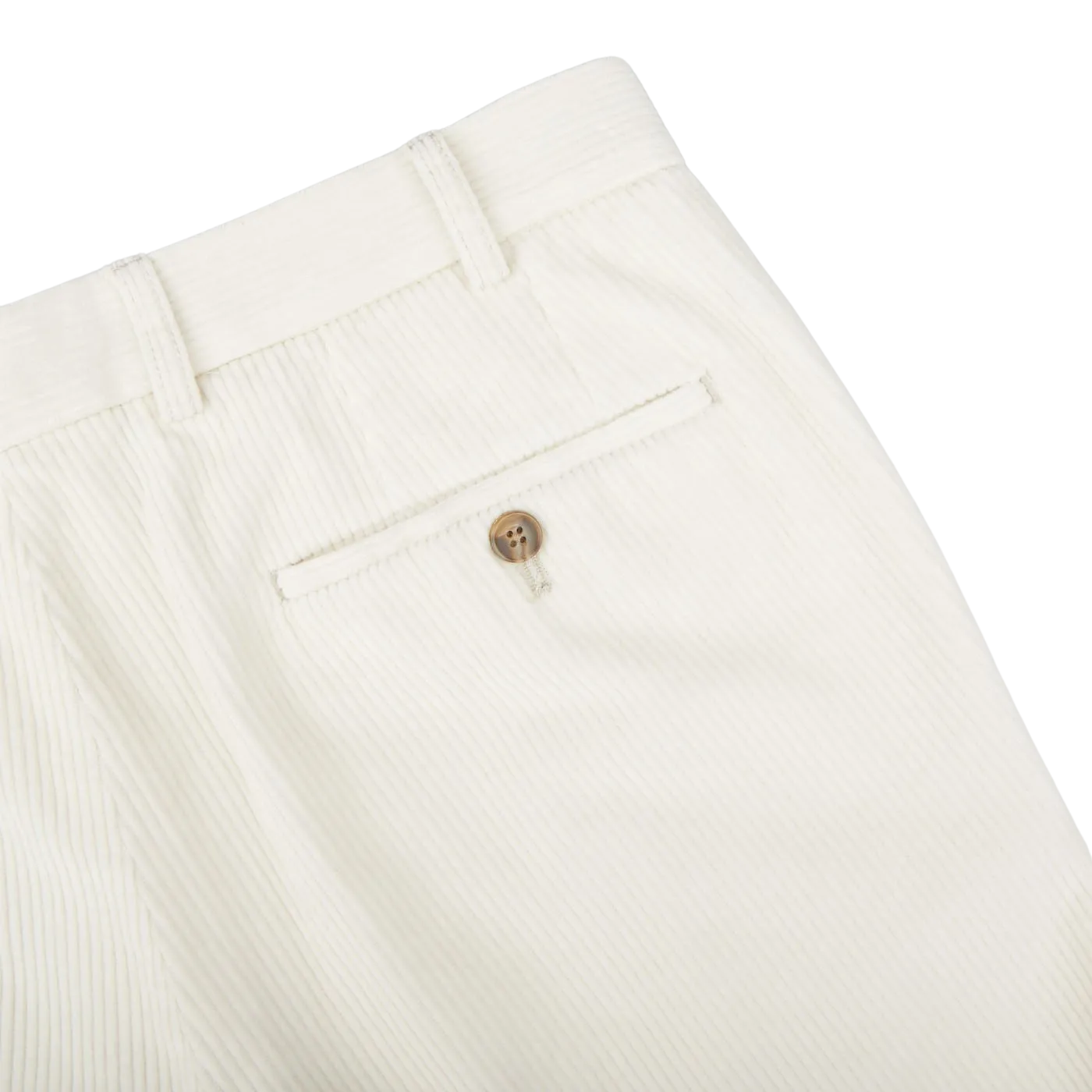 Cream White Cotton Corduroy Regular Fit Chinos