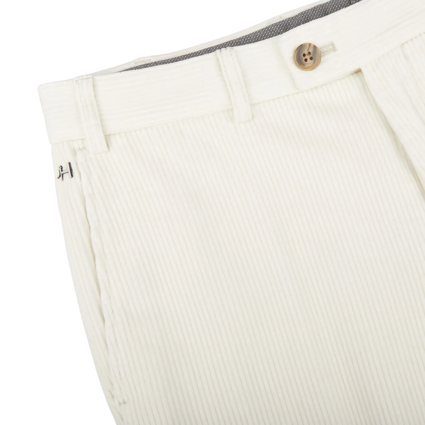 Cream White Cotton Corduroy Regular Fit Chinos