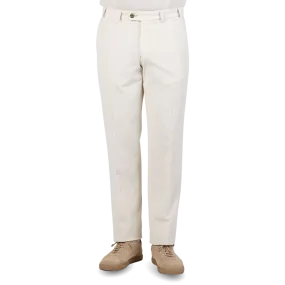 Cream White Cotton Corduroy Regular Fit Chinos