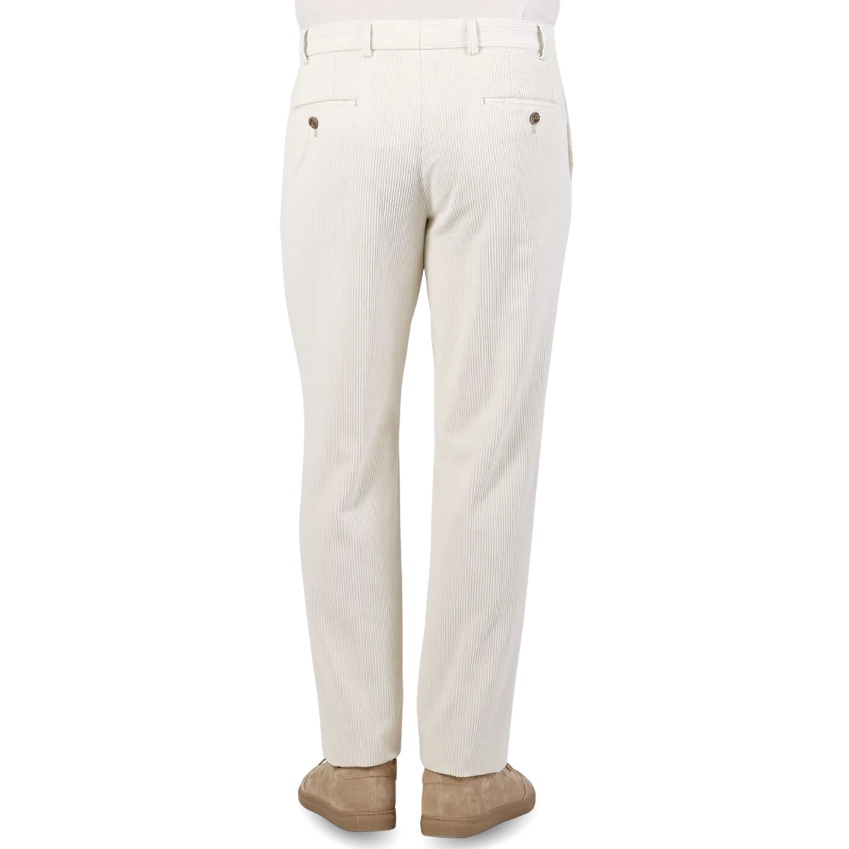 Cream White Cotton Corduroy Regular Fit Chinos