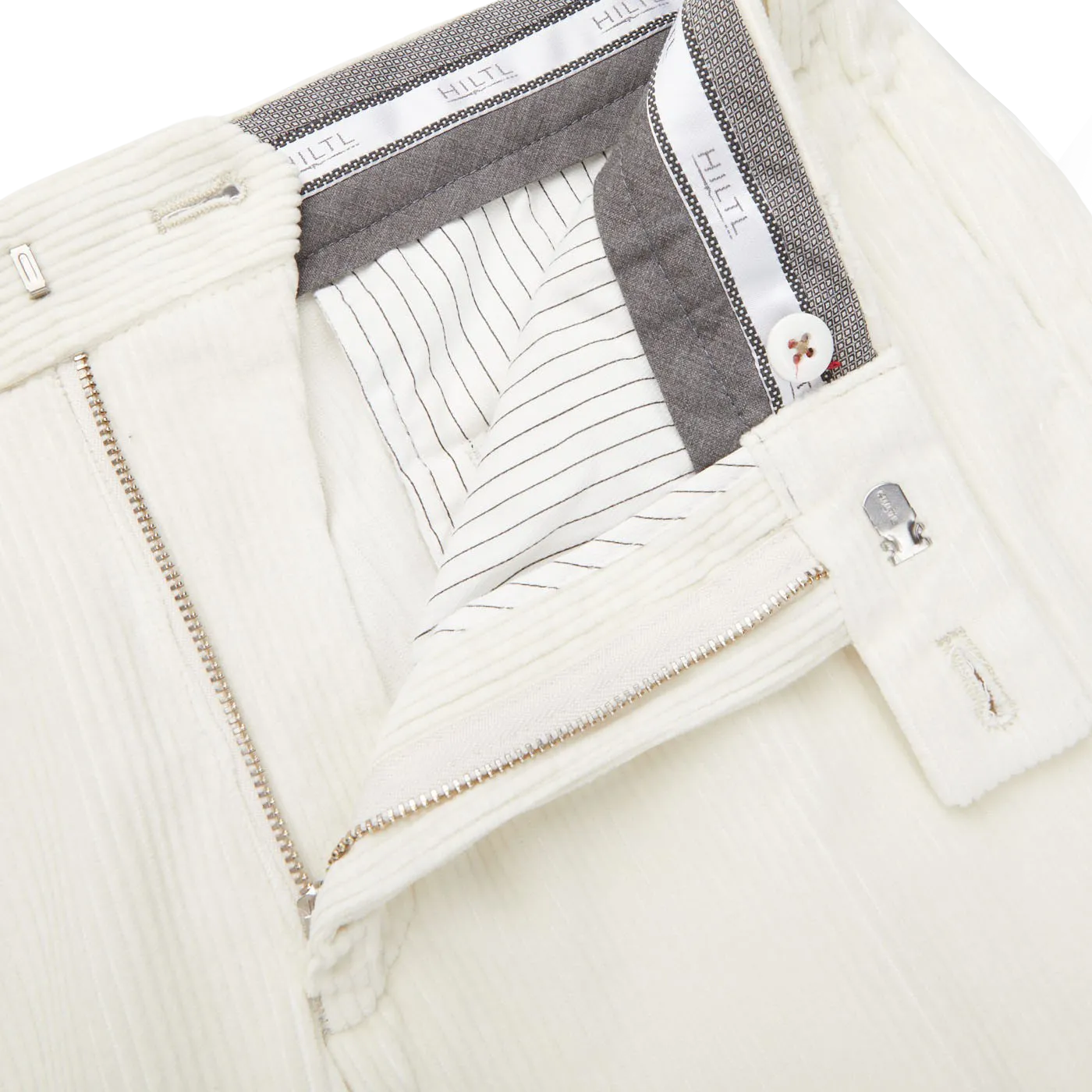 Cream White Cotton Corduroy Regular Fit Chinos