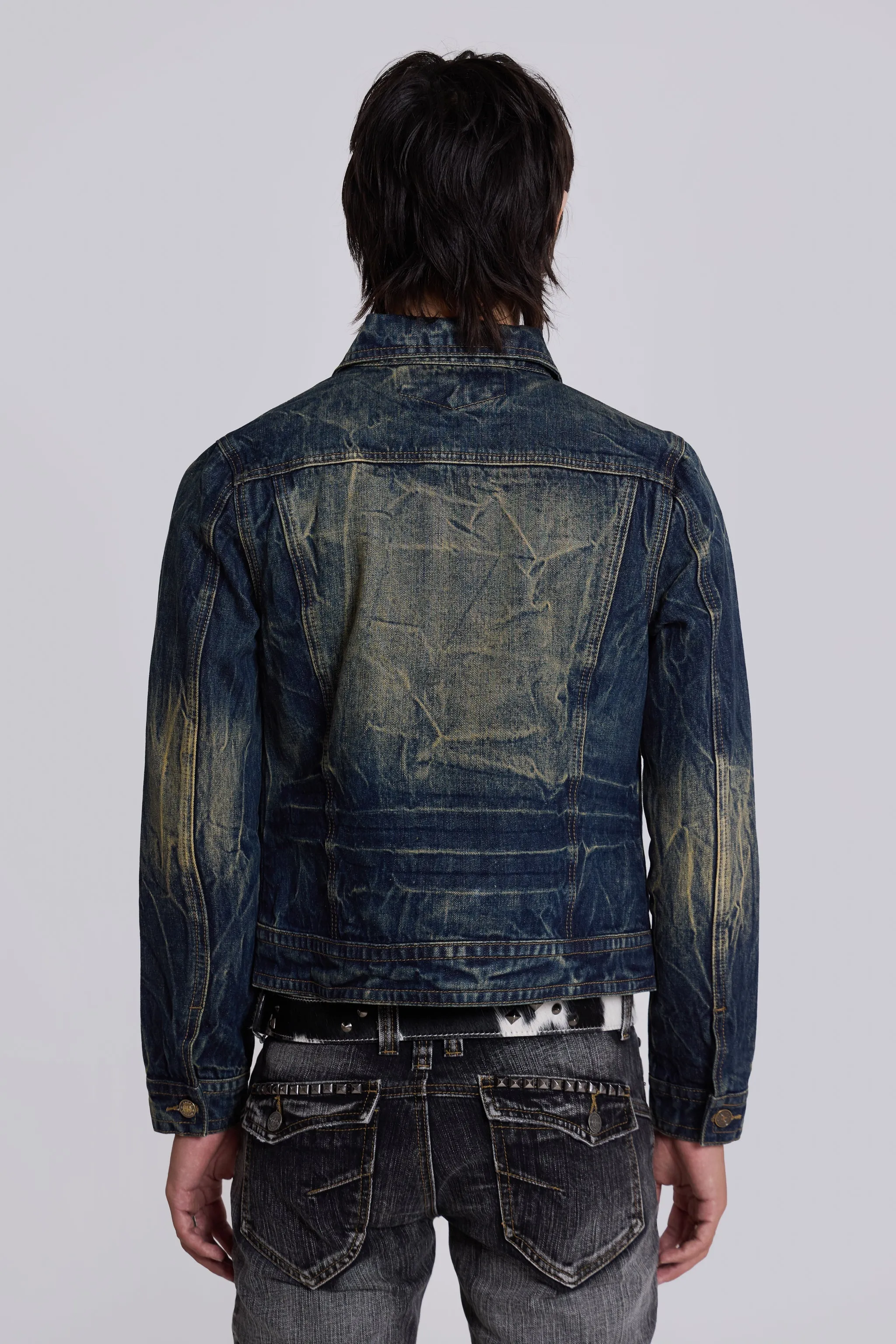 Creased Wash Stud Denim Jacket