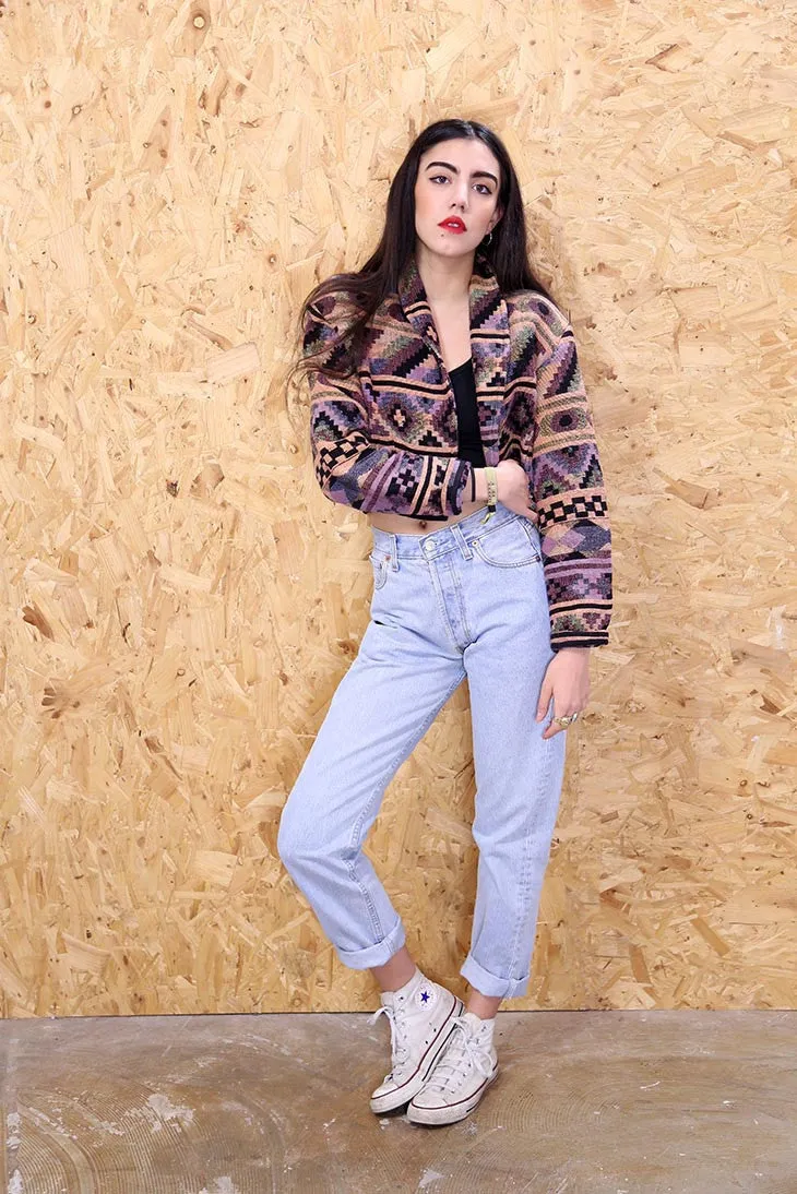 Cropped Aztec Tapestry Jacket