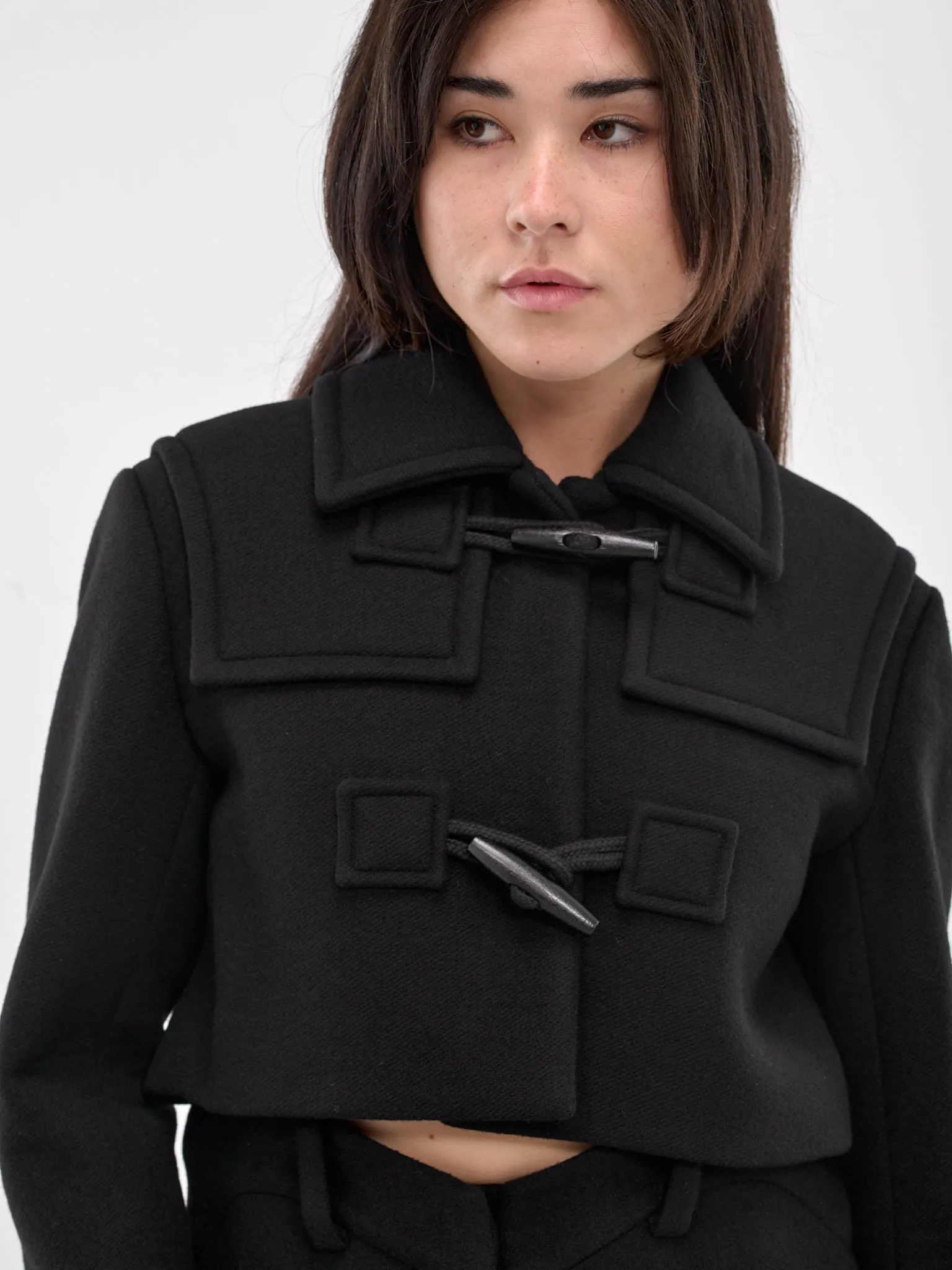 Cropped Duffle Jacket (JK3-24-051-W-BLACK)