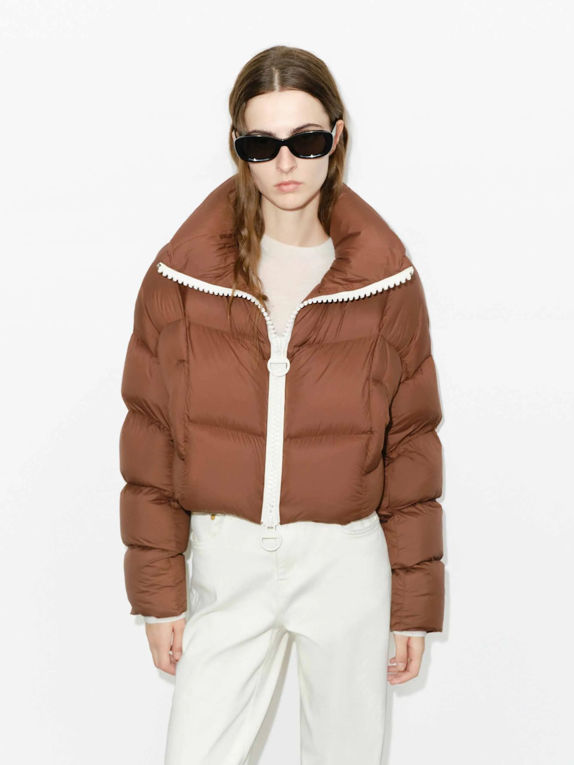 Cropped Zipper Down Jacket