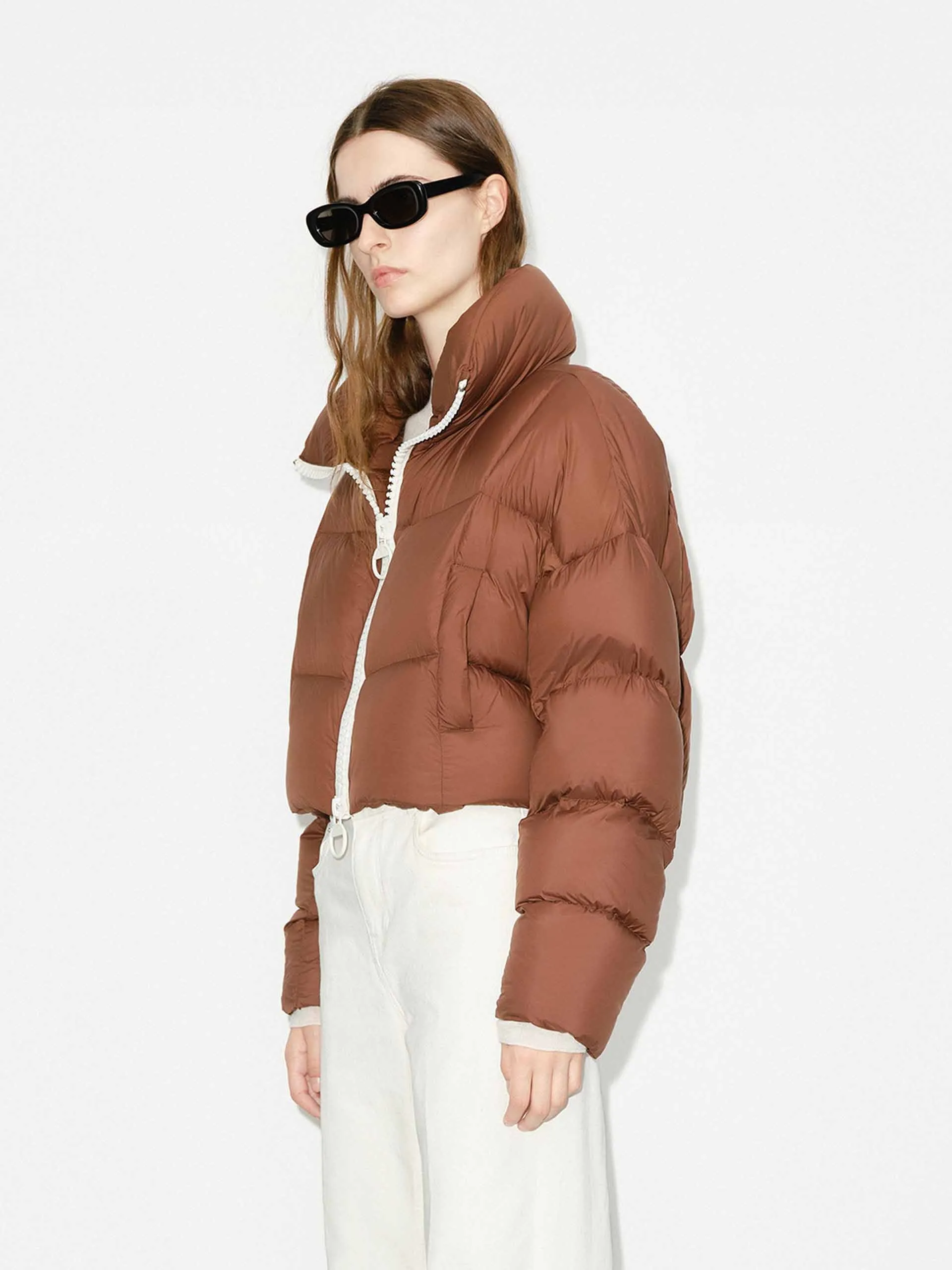 Cropped Zipper Down Jacket