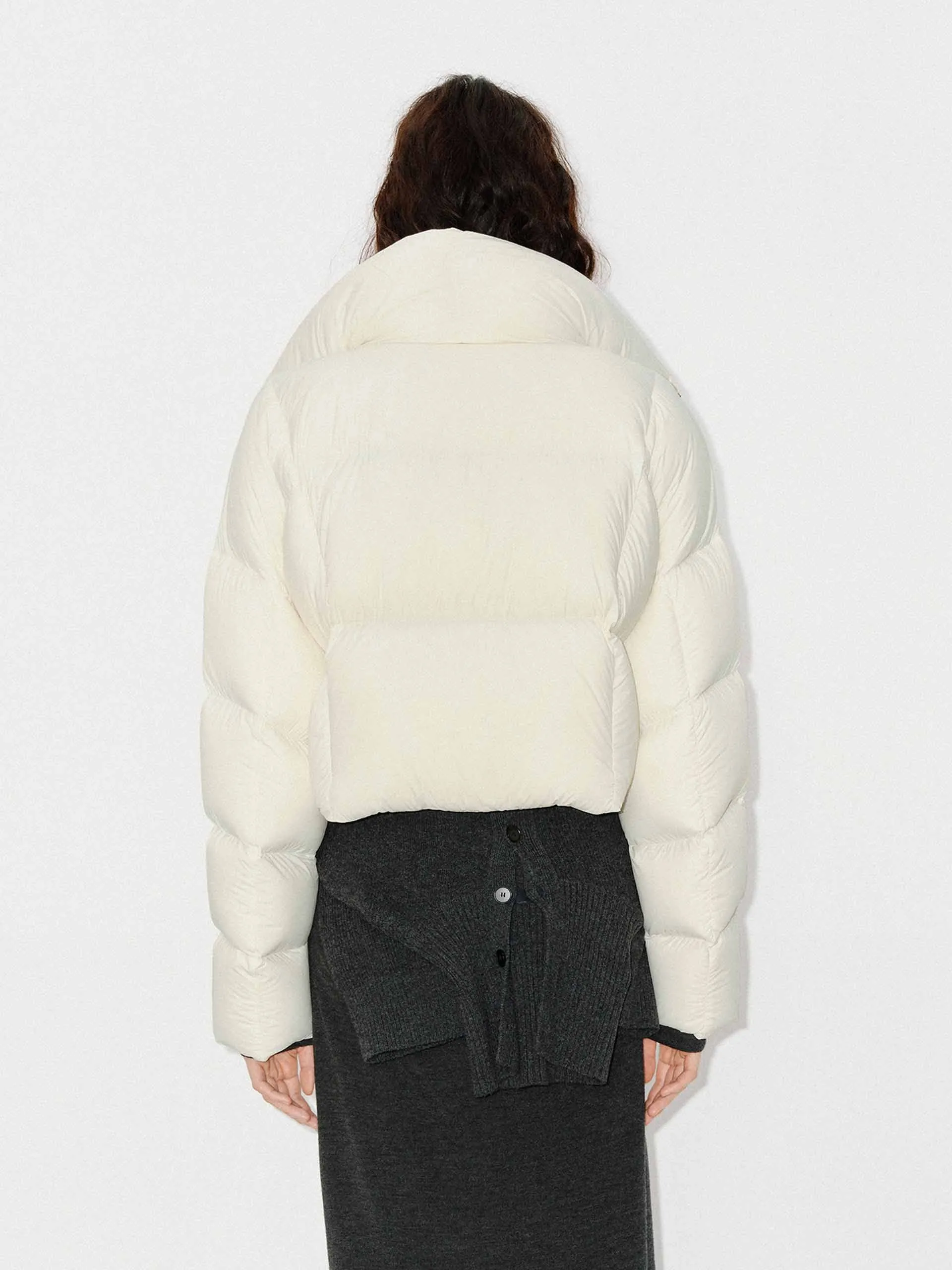 Cropped Zipper Down Jacket