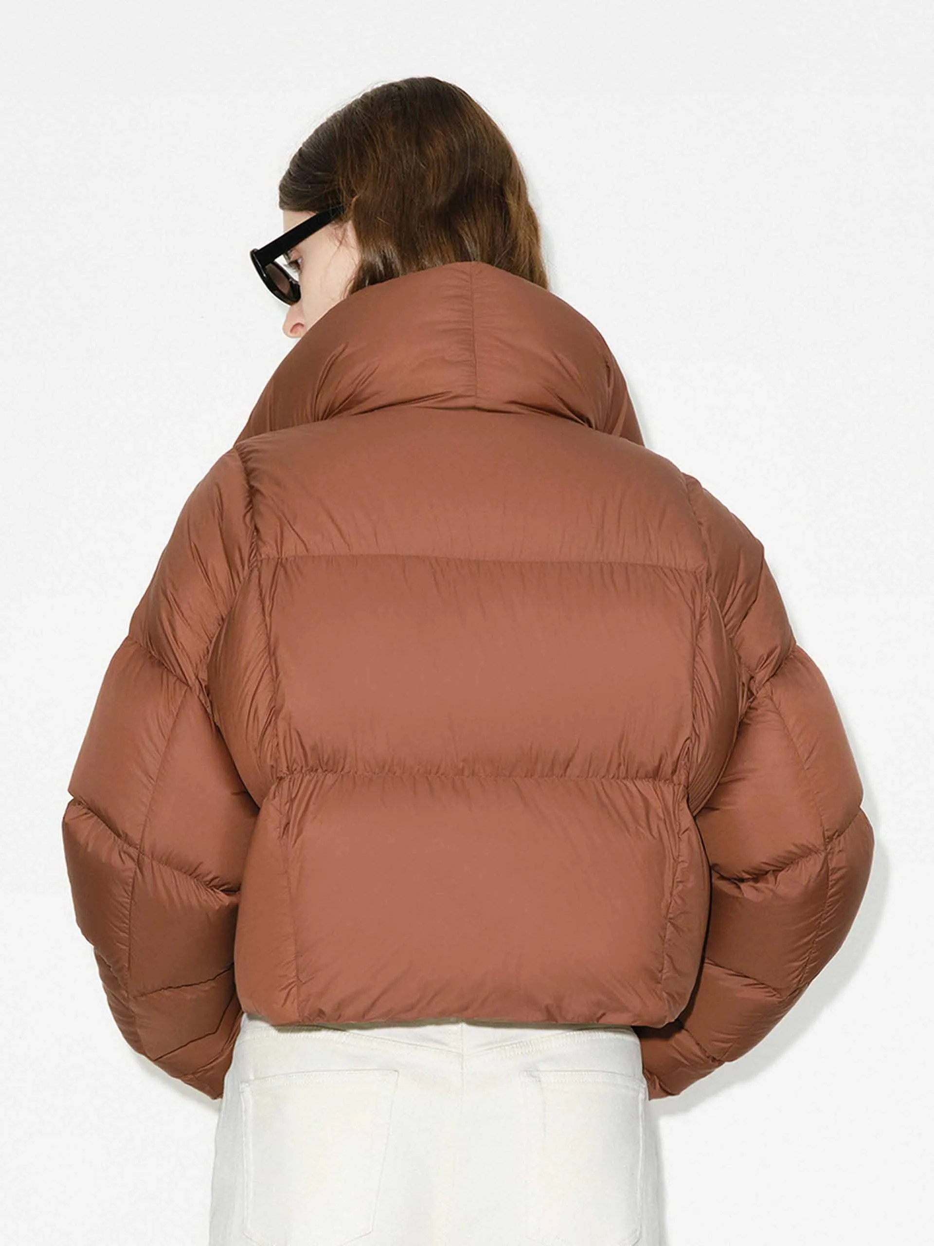 Cropped Zipper Down Jacket