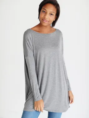 Dark Heather Gray Long Sleeve Tunic