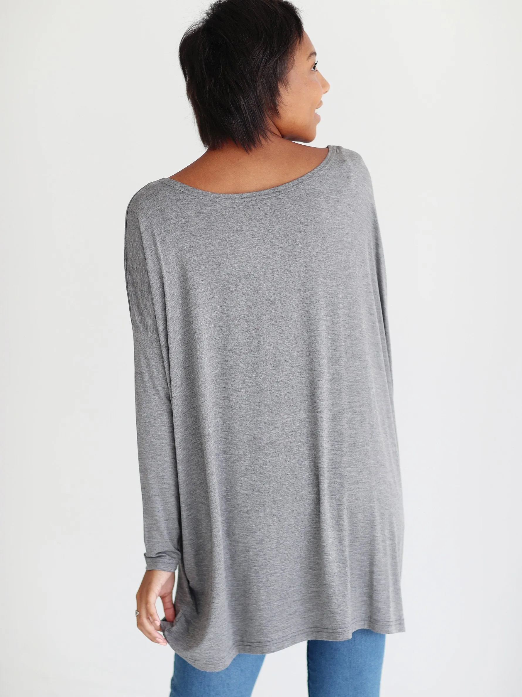 Dark Heather Gray Long Sleeve Tunic