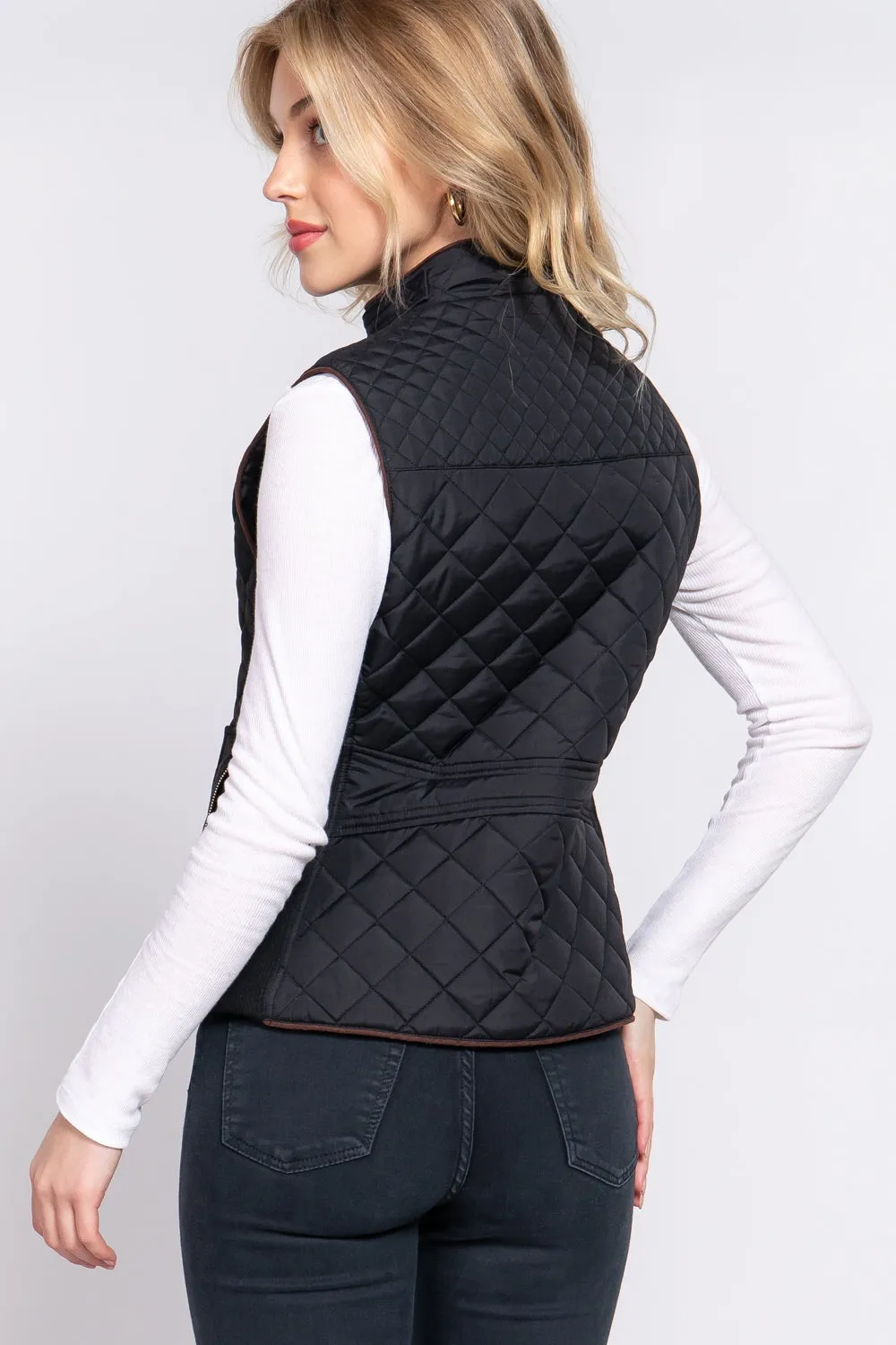 Diamond Quilted Vest - Black