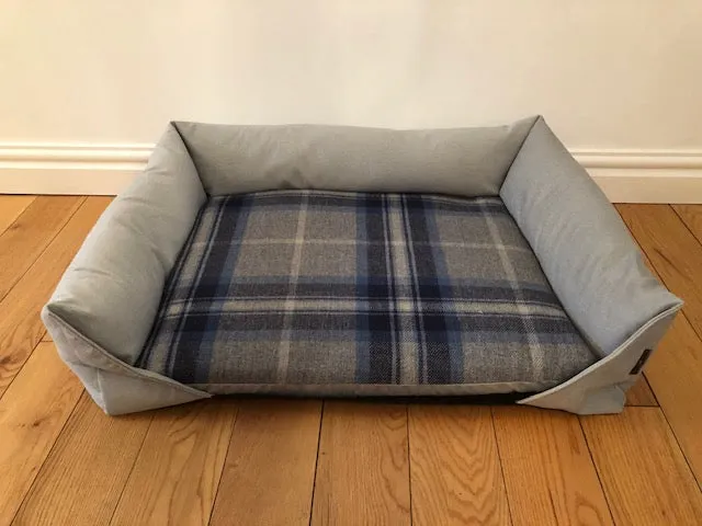 Dog Sofa Bed Check Fabric Velour UK