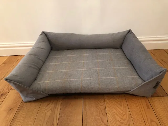 Dog Sofa Bed Check Fabric Velour UK