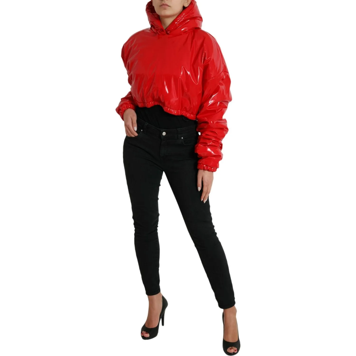 Dolce & Gabbana Chic Shiny Red Cropped Jacket