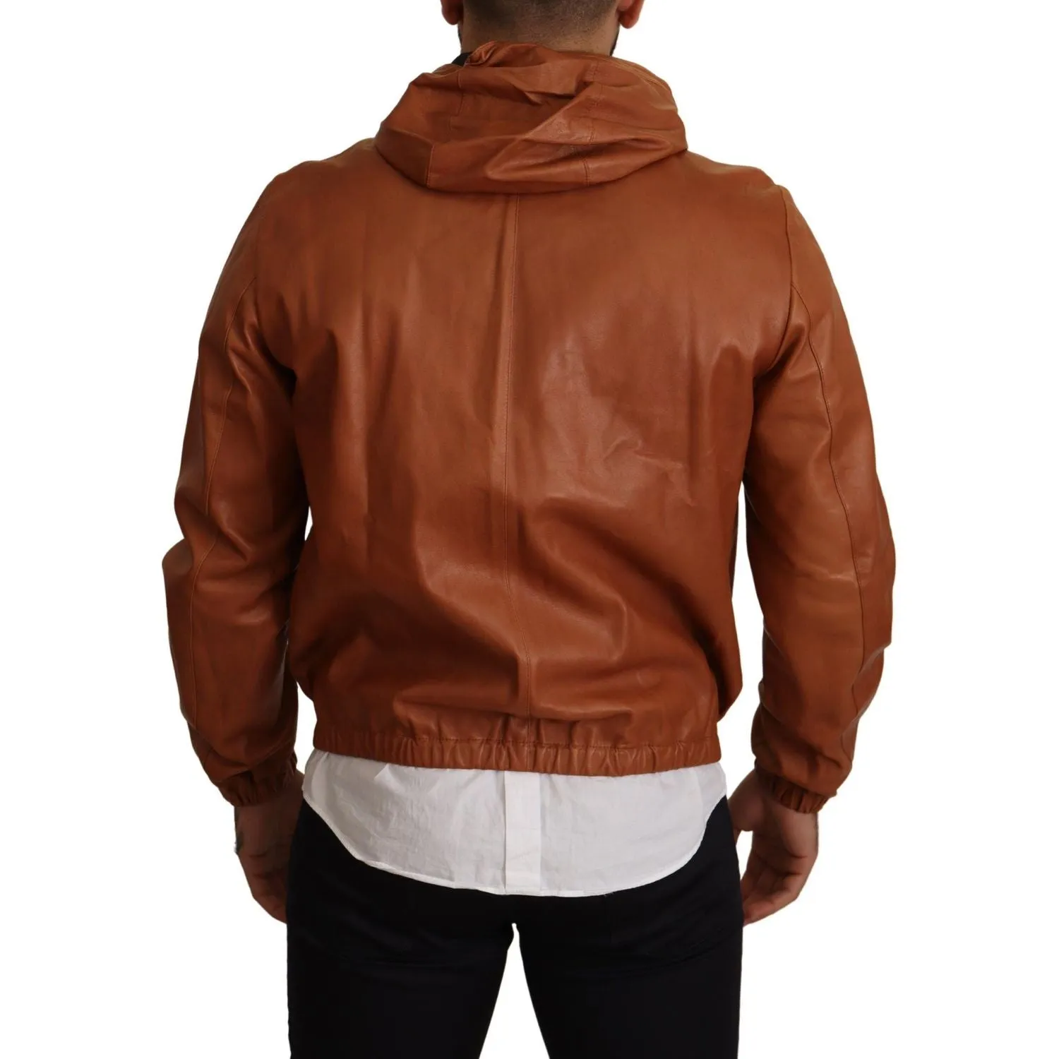 Dolce & Gabbana Elegant Brown Leather Bomber Jacket