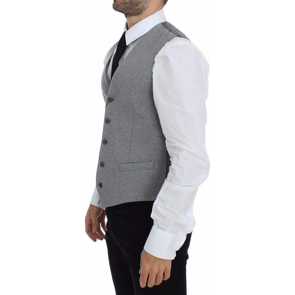 Dolce & Gabbana Elegant Gray Cotton Stretch Dress Vest