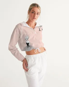 DOLLY DOODLING Ballerina Ballet Blush Pink Women's Cropped Windbreaker