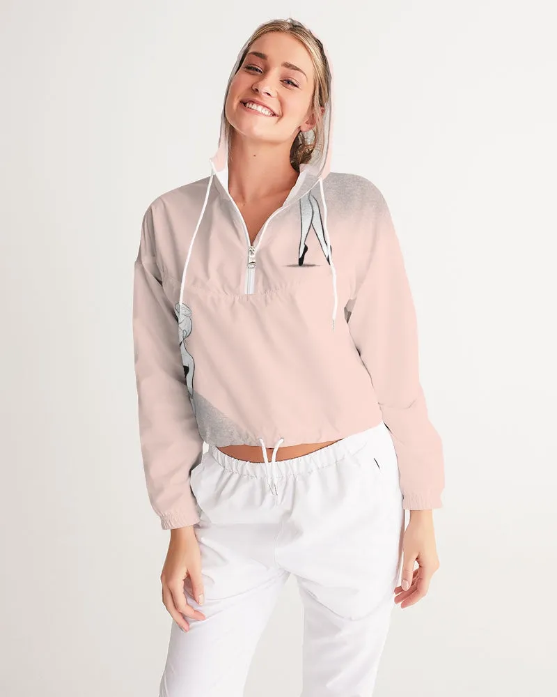 DOLLY DOODLING Ballerina Ballet Blush Pink Women's Cropped Windbreaker