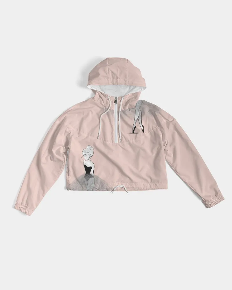 DOLLY DOODLING Ballerina Ballet Blush Pink Women's Cropped Windbreaker