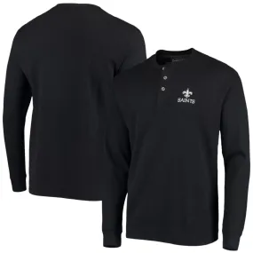 Dunbrooke New Orleans Saints Men's Black Logo Maverick Thermal Henley Long Sleeve T-Shirt