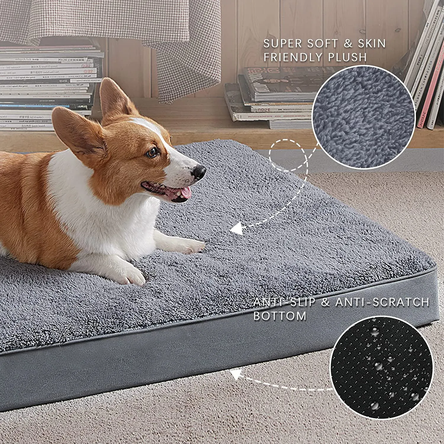 Egg-Crate Foam Dog Bed with Removable Washable Cover-XL