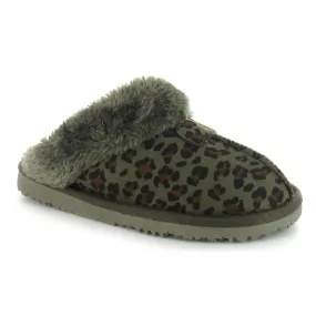 ELLA Jill Leopard Faux Fur Mule Slipper"