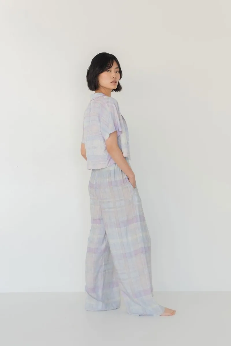 Elongate Elastic Pants - Watercolour Plaid