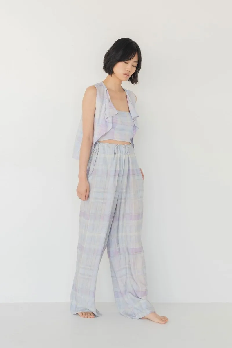 Elongate Elastic Pants - Watercolour Plaid