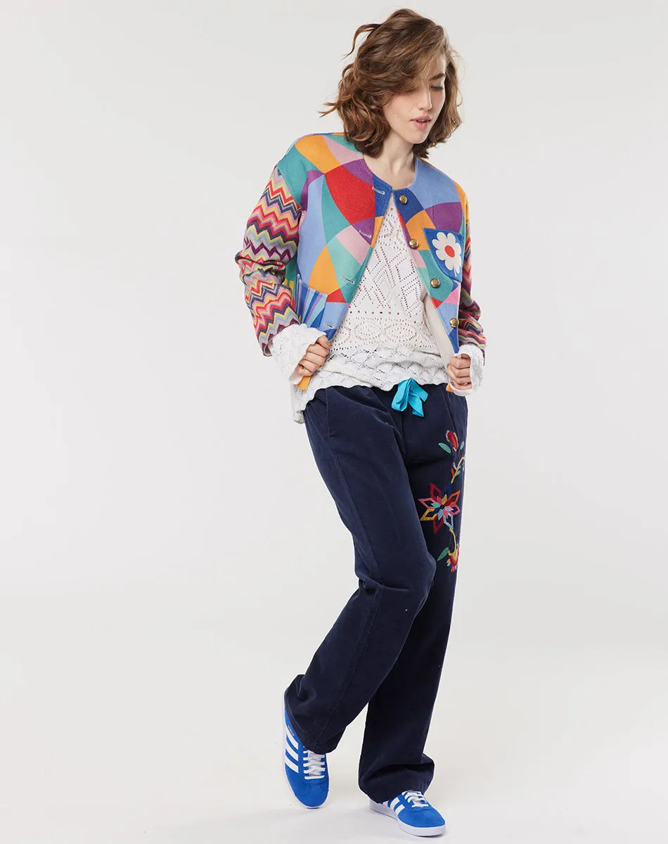 Elsa Collarless Cropped Flower jacket