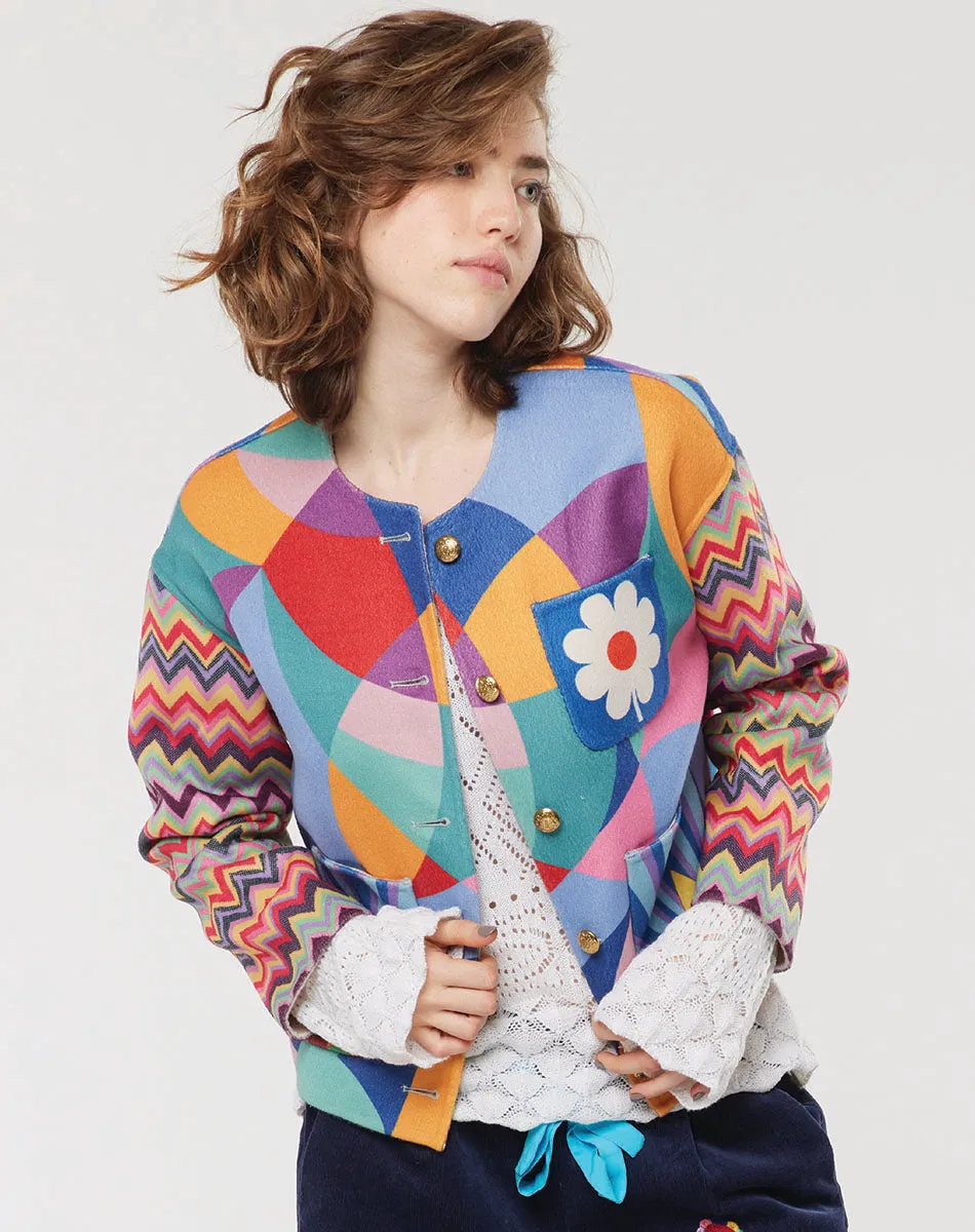 Elsa Collarless Cropped Flower jacket