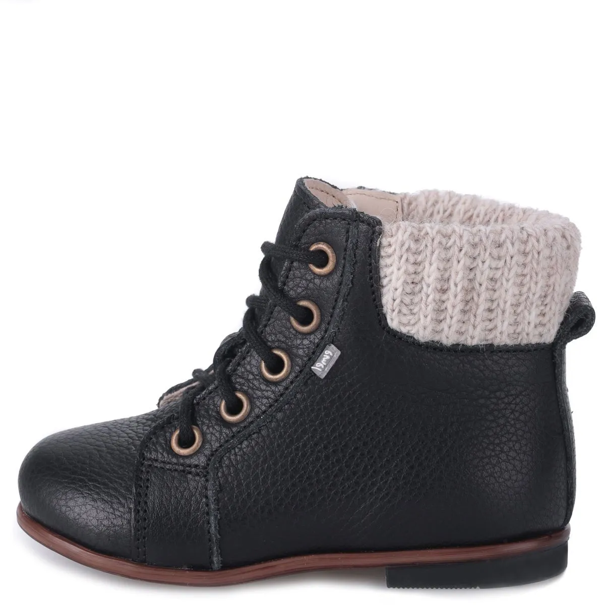 Emel  Black Pebbled Fur Collar Bootie E1430