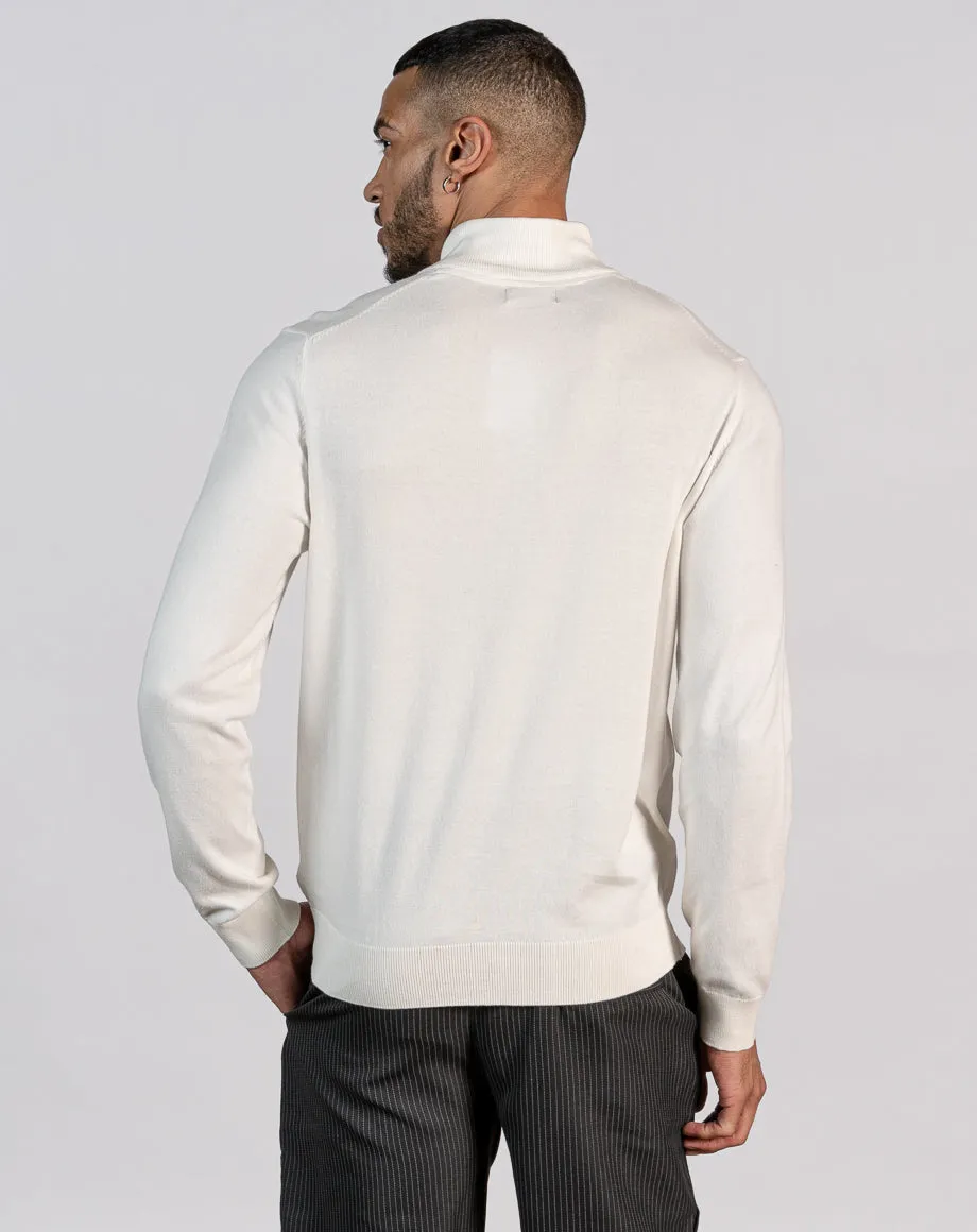 ESSENTIAL HALF ZIP KNITTED JUMPER - ECRU