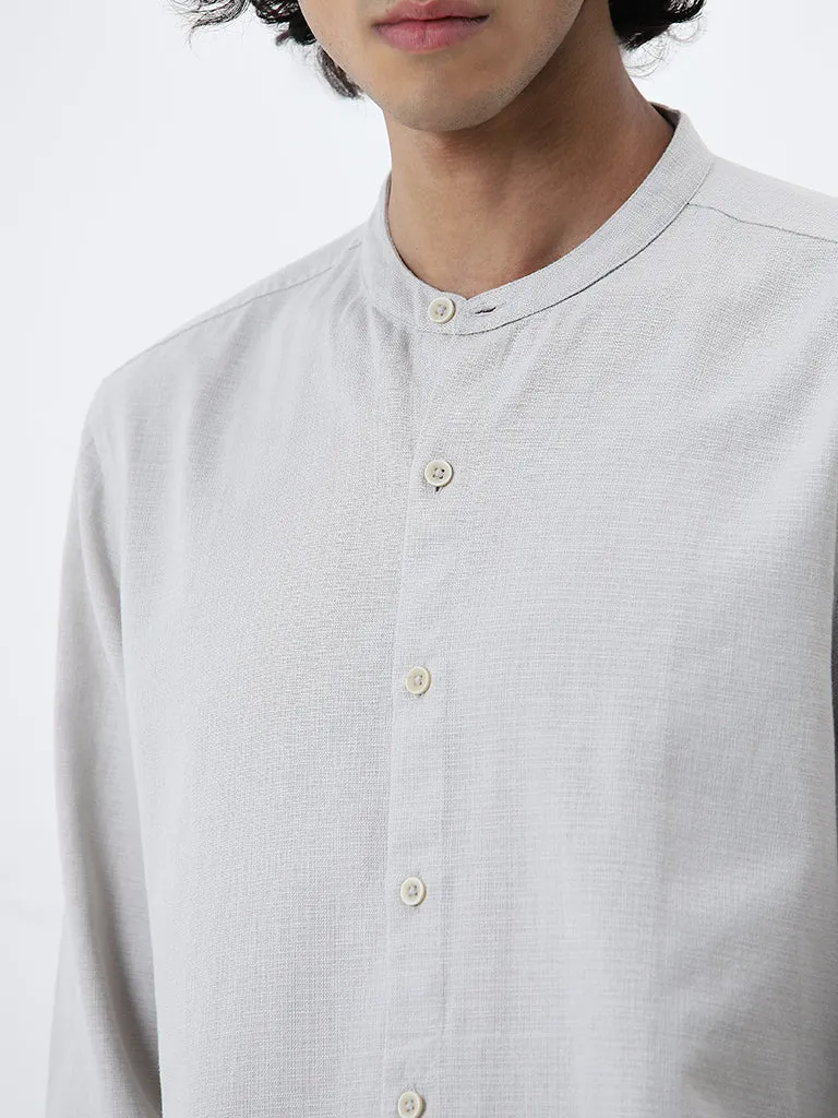 ETA Grey Textured Resort-Fit Cotton Shirt