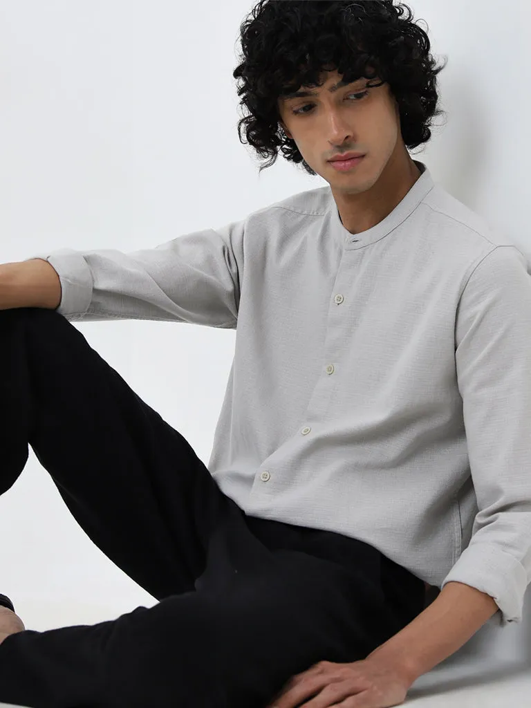 ETA Grey Textured Resort-Fit Cotton Shirt