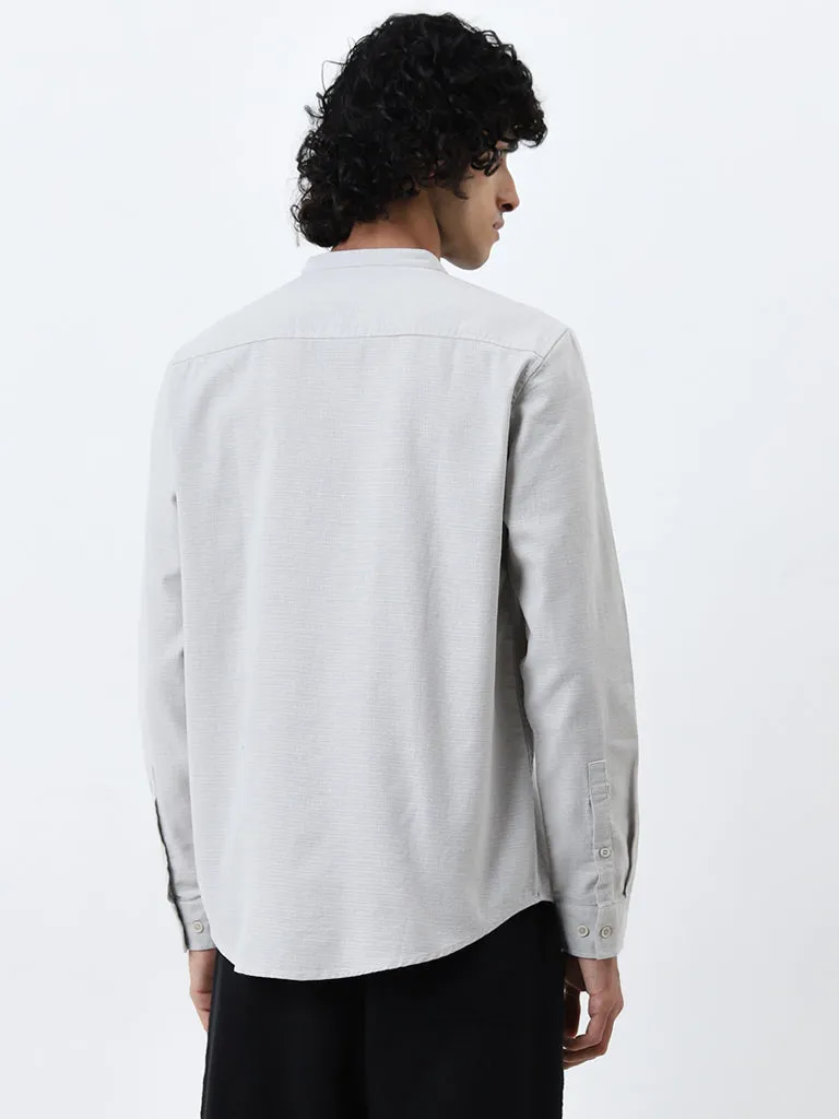 ETA Grey Textured Resort-Fit Cotton Shirt