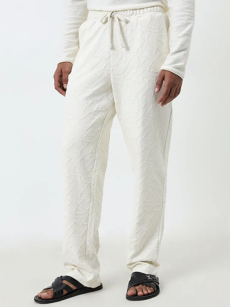 ETA Off-White Self-Textured Relaxed-Fit Mid-Rise Chinos