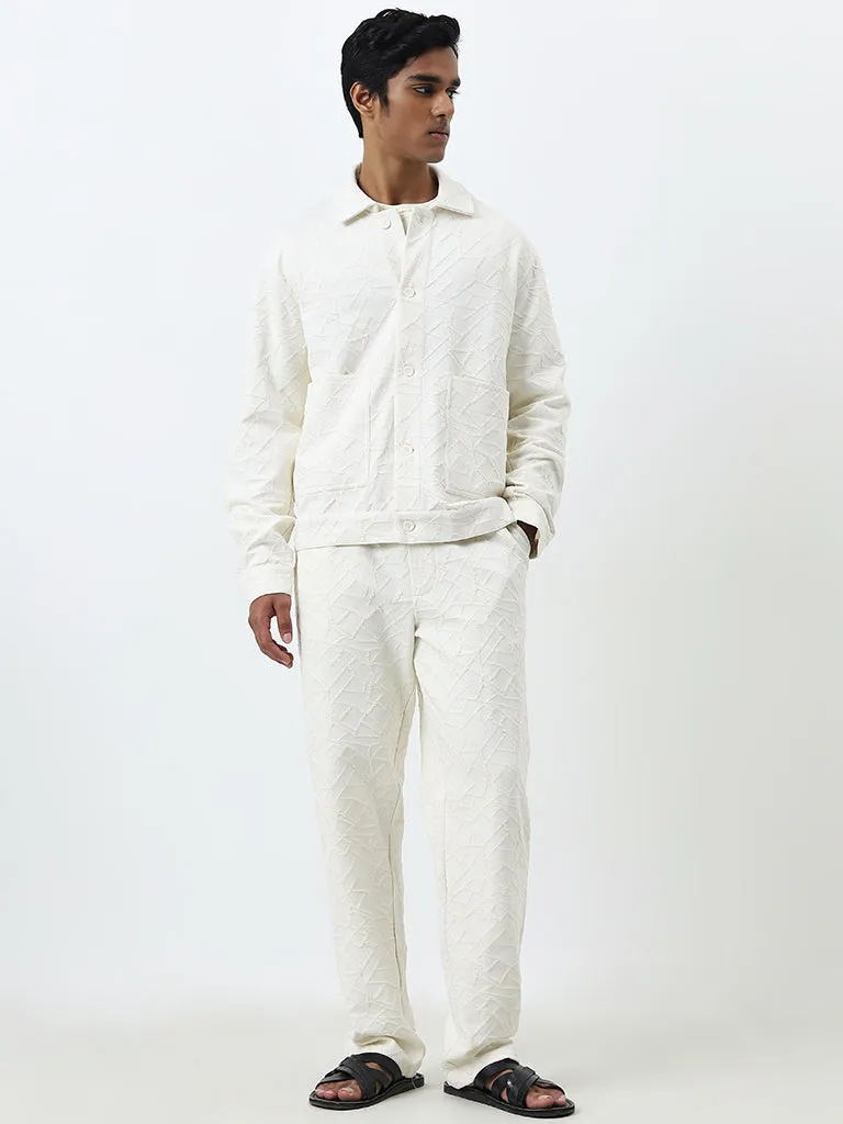 ETA Off-White Self-Textured Relaxed-Fit Mid-Rise Chinos