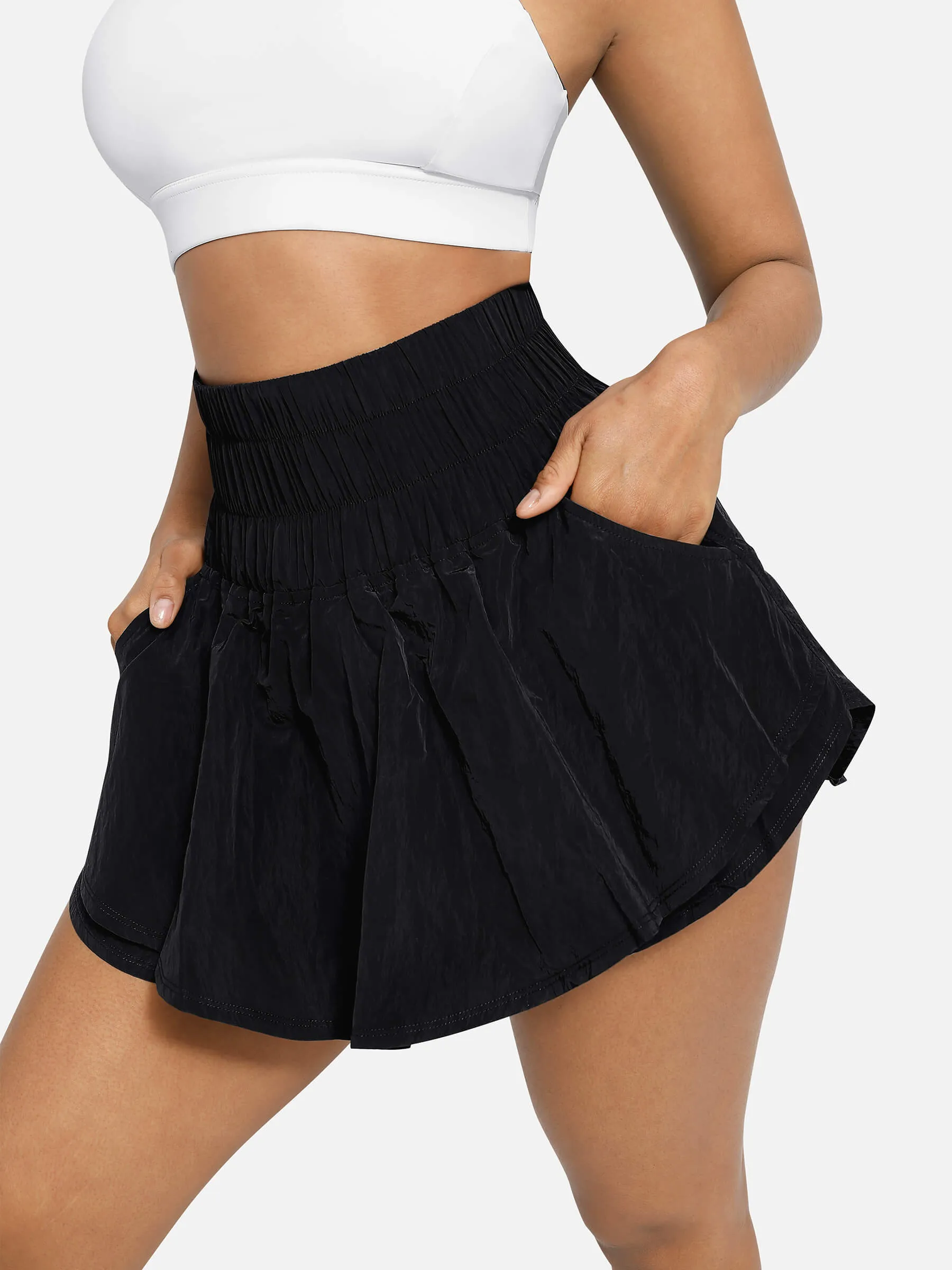 Feelingirl Elastic Casual High Waisted Athletic Shorts