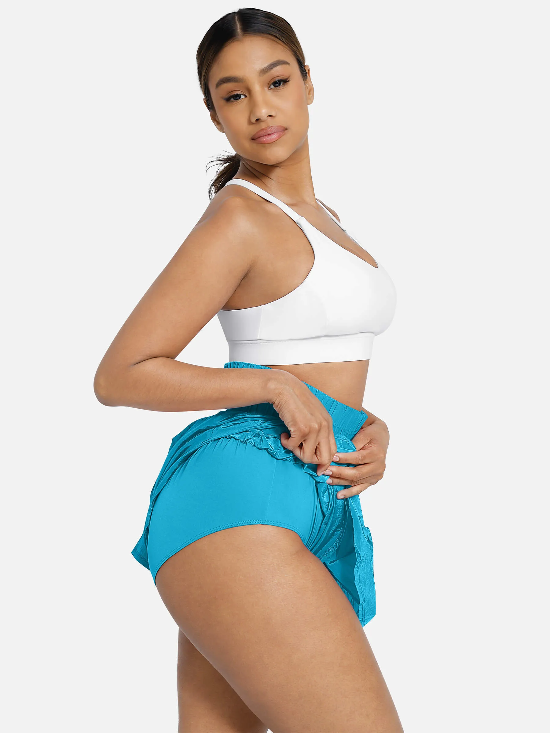 Feelingirl Elastic Casual High Waisted Athletic Shorts