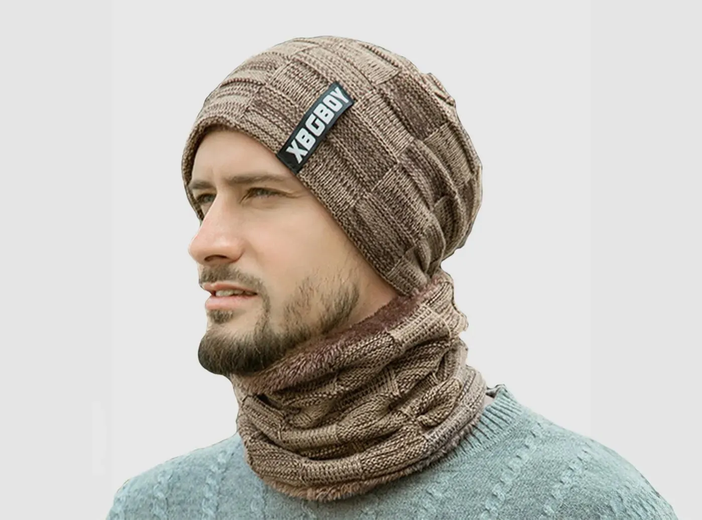 FitVille Men's Winter Beanie Hat and Scarf Set