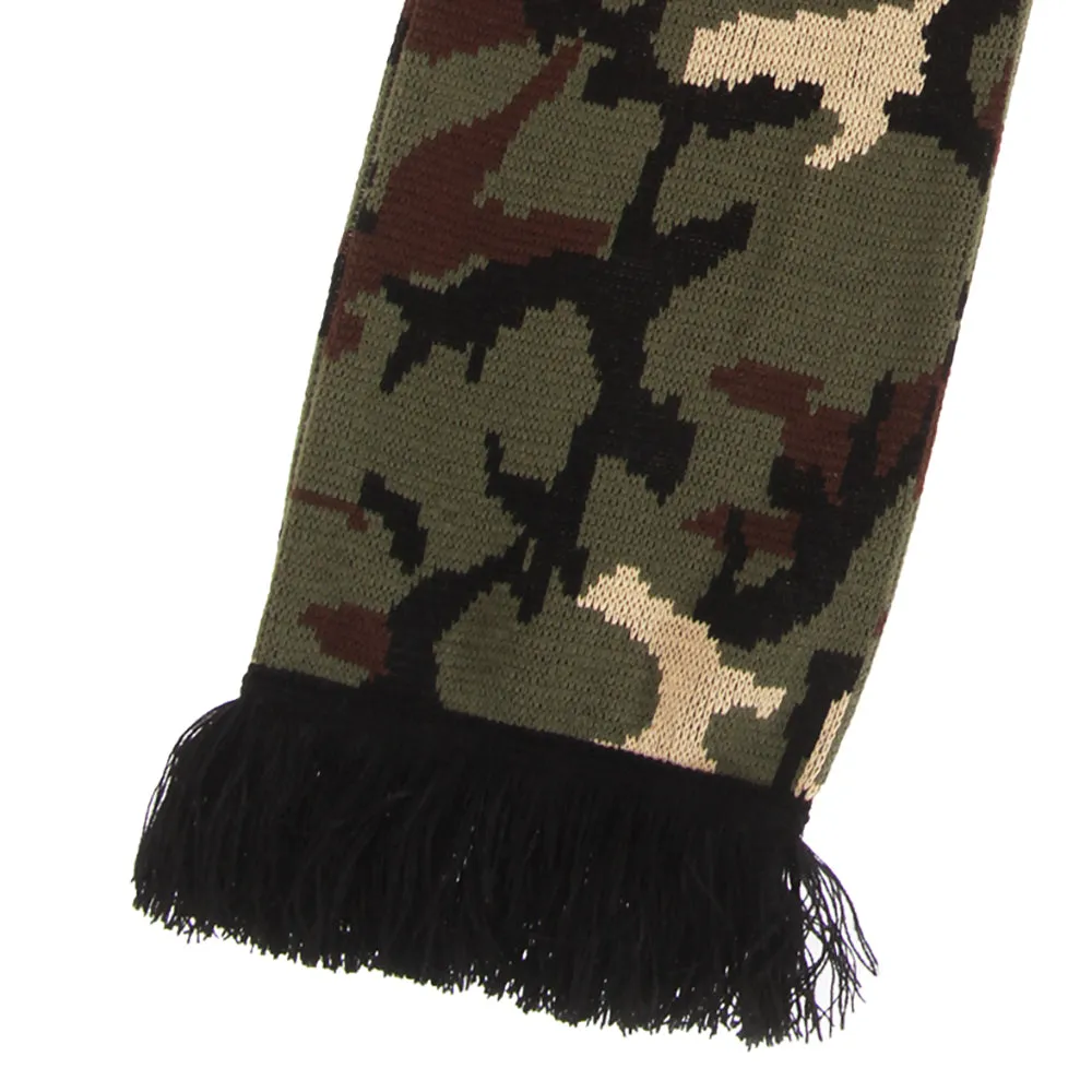 FLOSO Unisex Camouflage Knitted Winter Scarf With Fringe