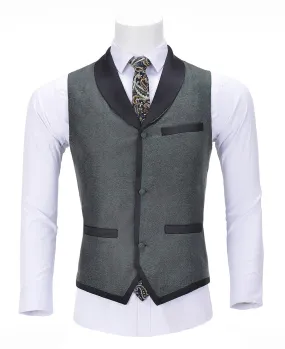 Formal Suit Vest Slim Fit Patterned Shawl Lapel Waistcoat