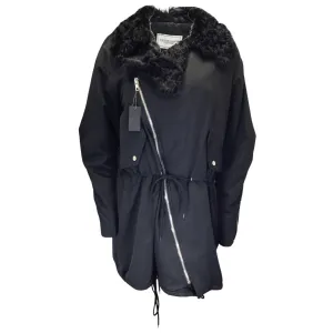 Forte Dei Marmi Couture Black Lamb Fur Collar Full Zip Jacket