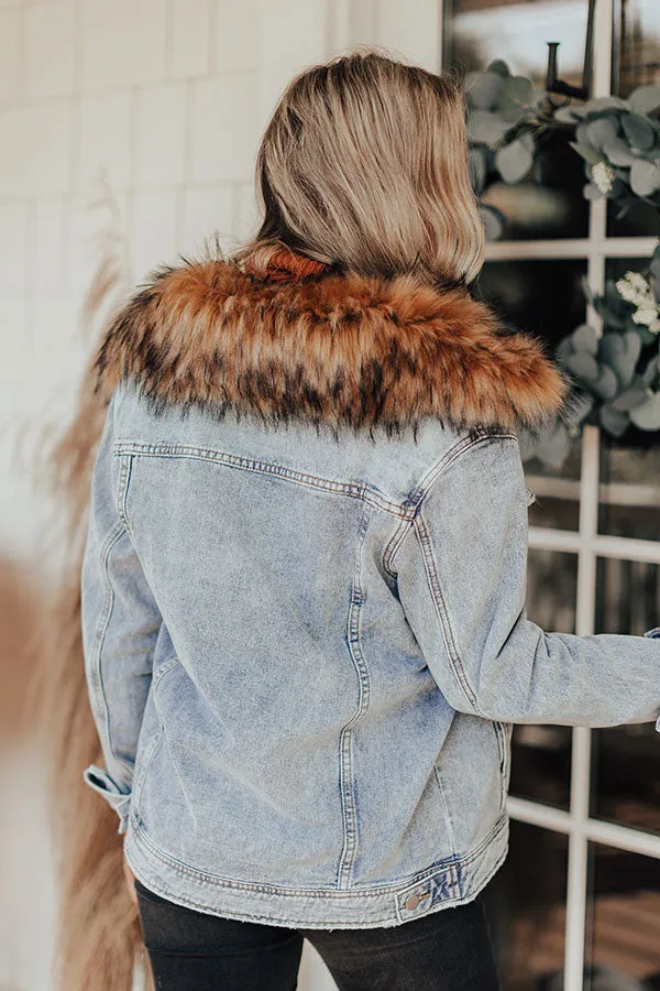 French Accent Fur Collared Denim Jacket