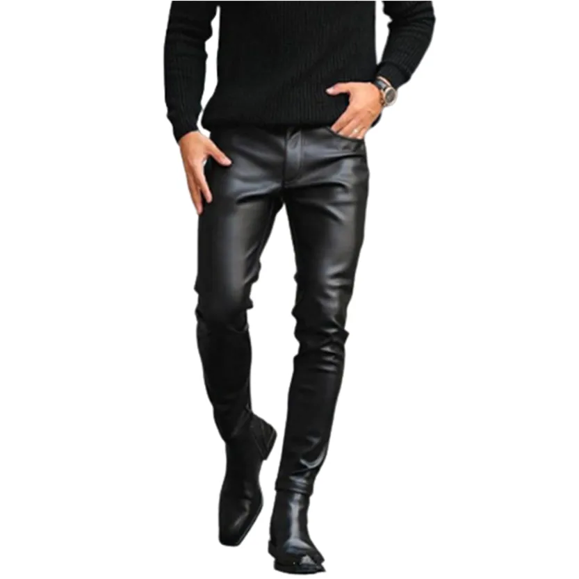 Funki Buys | Pants | Men's Faux Leather Fashion Biker Pants