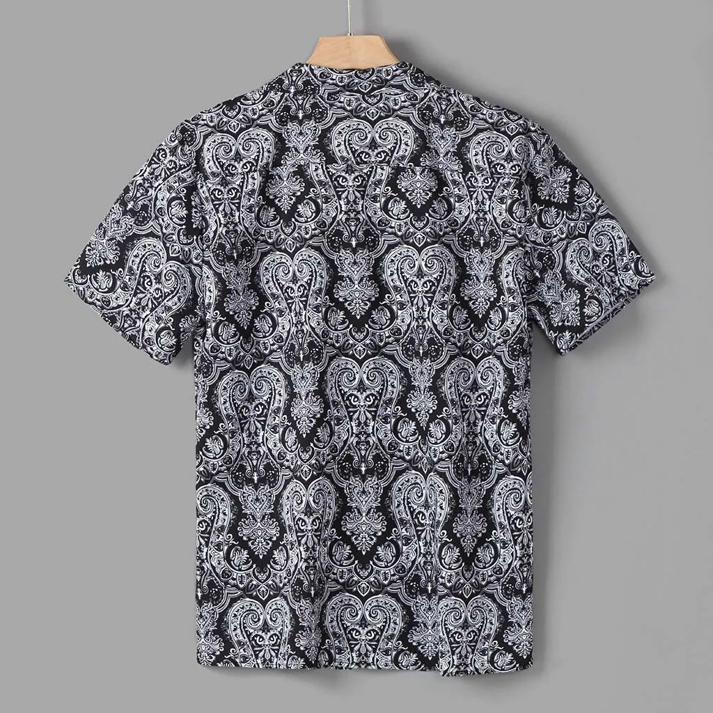 Funki Buys | Shirts | Men's Floral Hipster Short Sleeve Dress Shirt