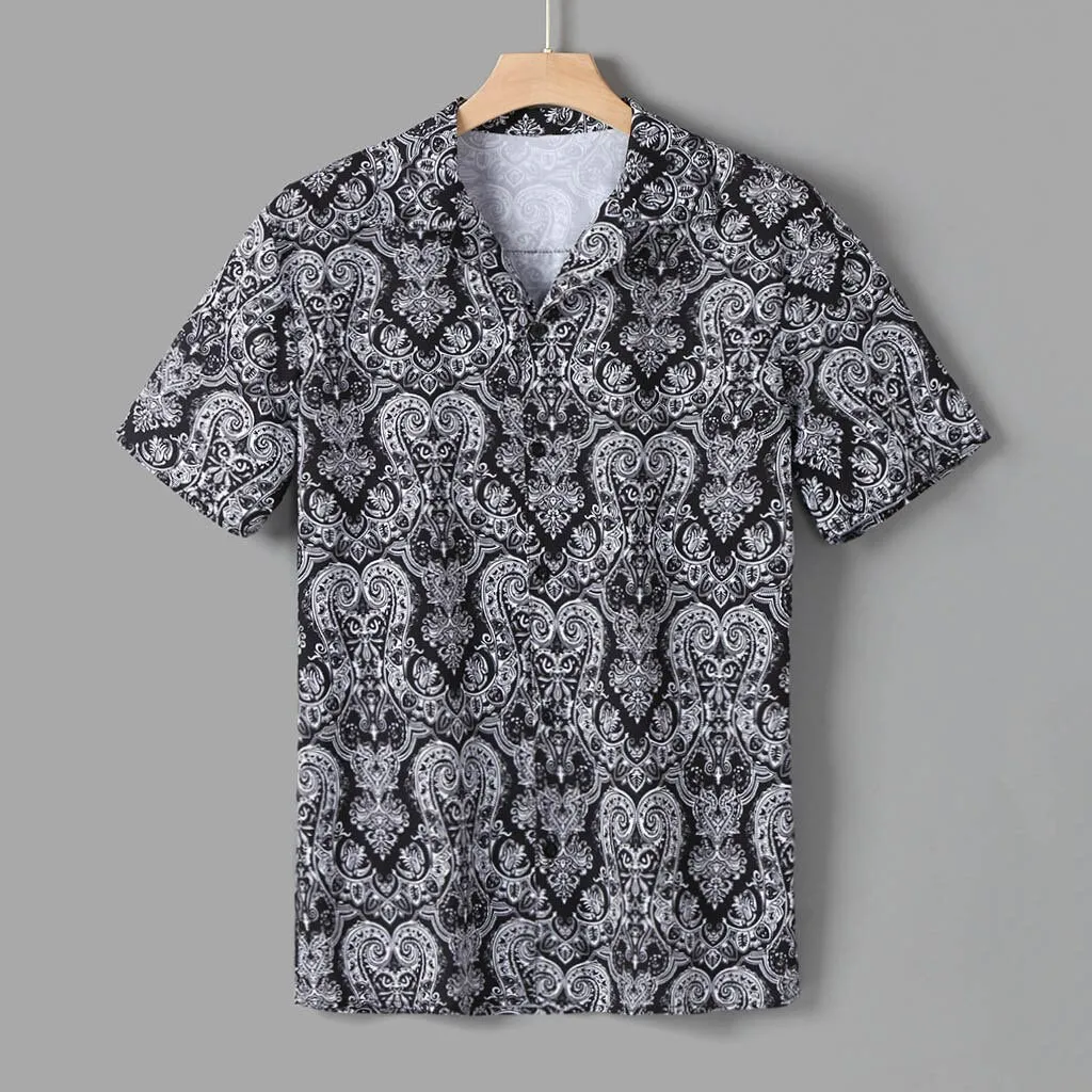 Funki Buys | Shirts | Men's Floral Hipster Short Sleeve Dress Shirt