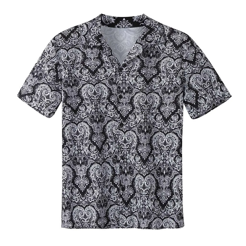 Funki Buys | Shirts | Men's Floral Hipster Short Sleeve Dress Shirt