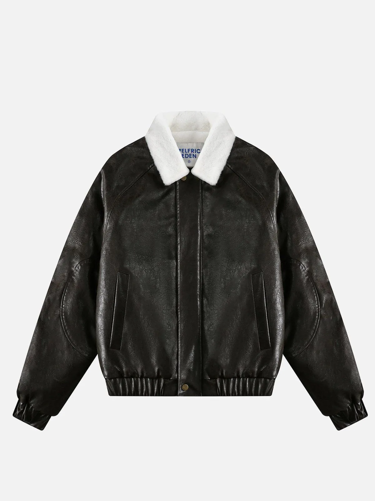 Fur Collar Faux Leather Bomber Jacket