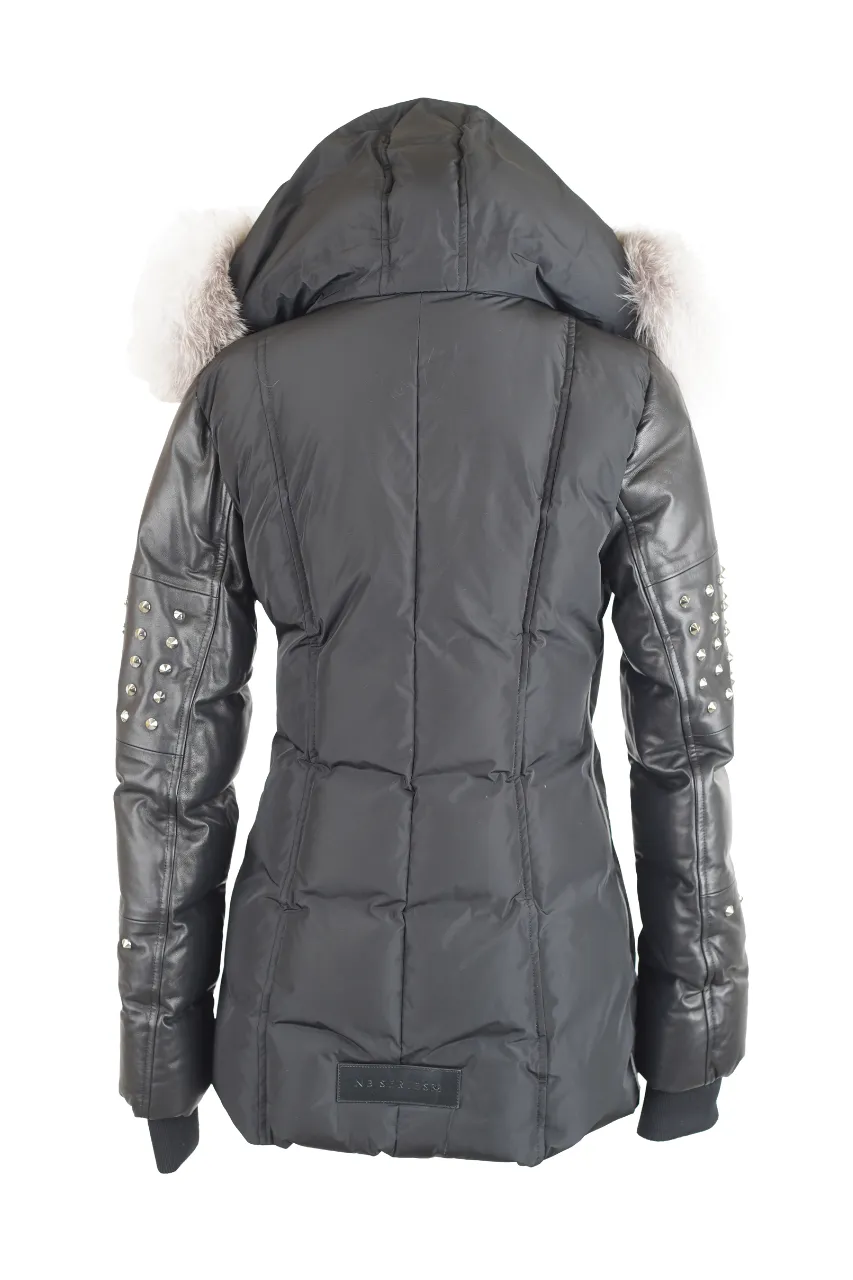 Fur Hood Down Filled Parka Coat w/ Spikes